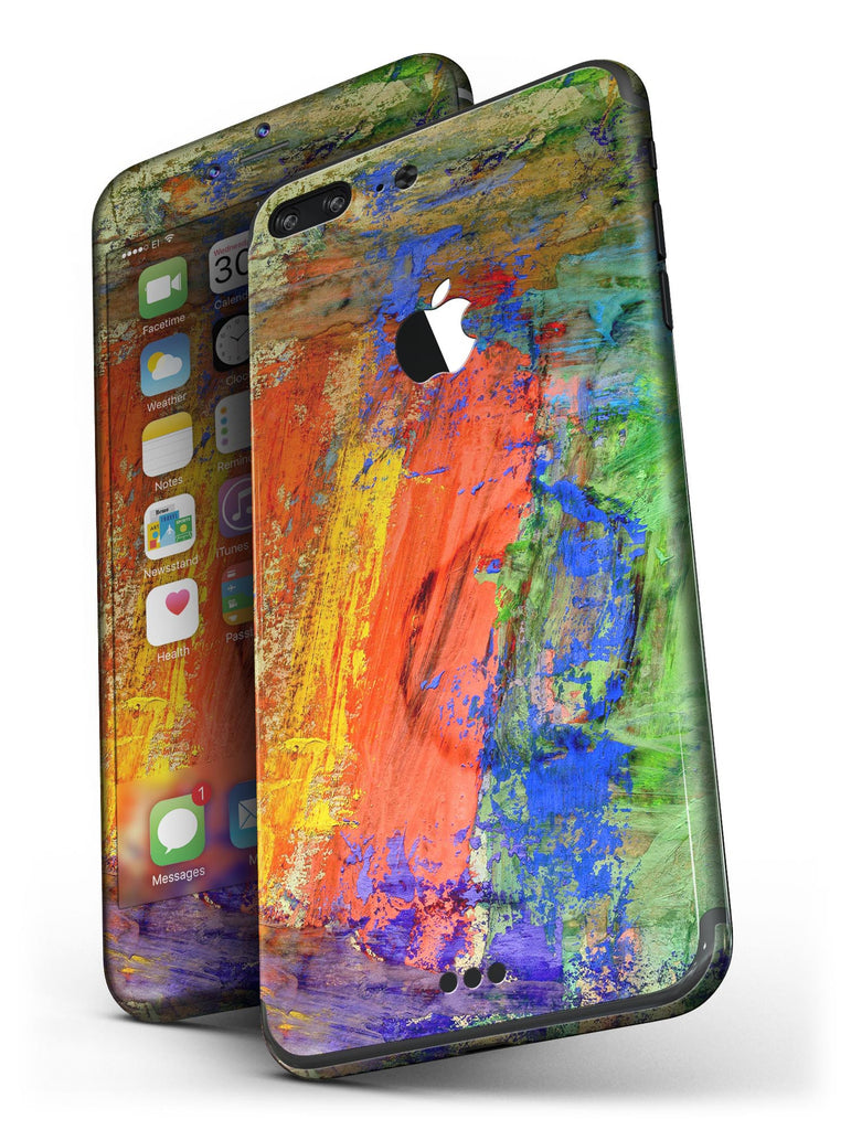 Abstract Bright Primary and Secondary Colored Oil Painting iPhone 7 Plus Ultra-Thin Slim-Fitting Protective Cover Wrap Skin Kit