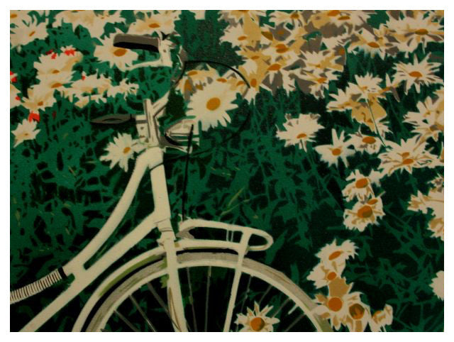 BIZZY running in the flower field Stencil Art