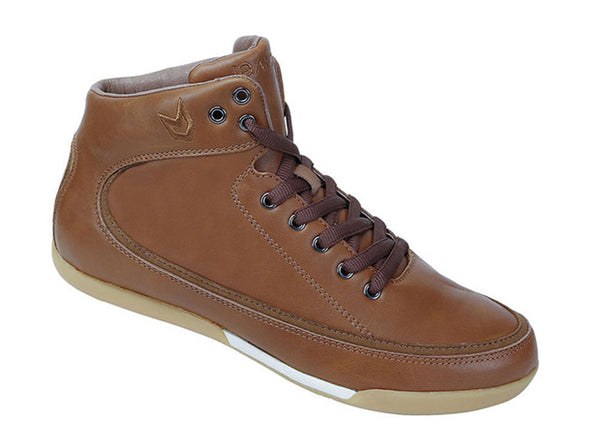 Men Rio Grande High-Top Tan Trainers Waxed Leather 3 quarters view