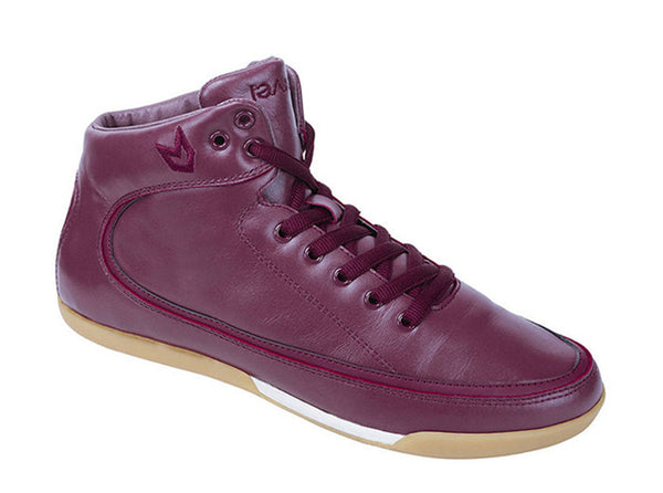 Men Rio Grande High-Top Burgundy Trainers Leather 3 quarters view