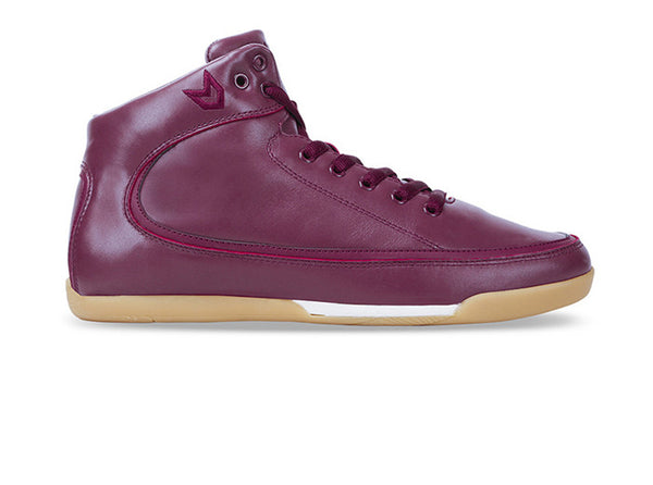 Men Rio Grande High-Top Burgundy Trainers Leather side view