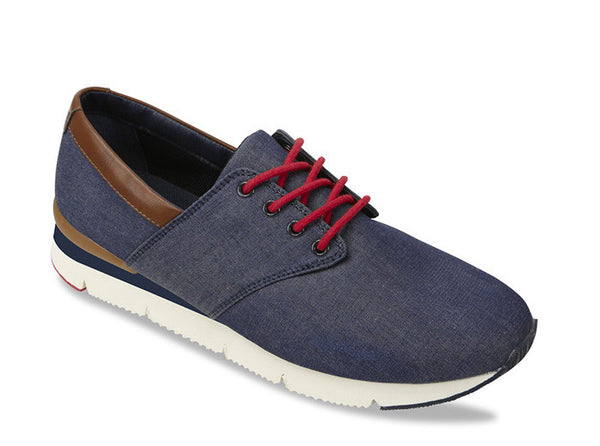 Manaus Mens Navy Trainers Chambray 3 quarters view