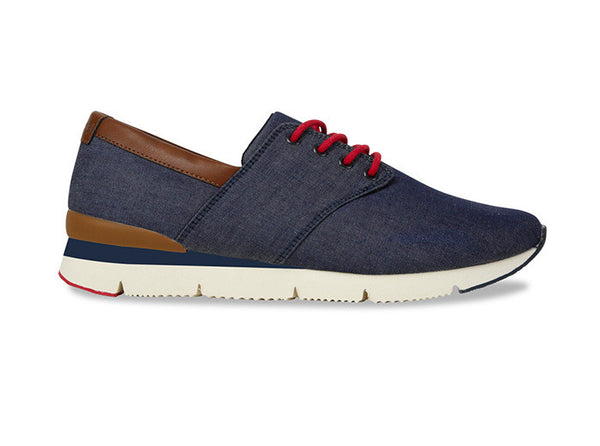 Manaus Mens Navy Trainers Chambray side view