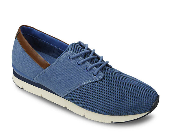 Manaus Mens Oil Blue Trainers Canvas 3 quarters view