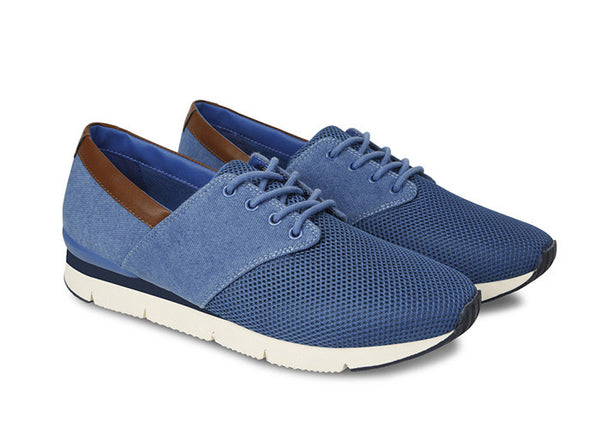 Manaus Mens Oil Blue Trainers Canvas duo view