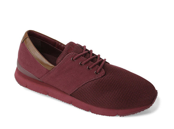 Manaus Mens Burgundy Trainers Canvas 3 quarters view