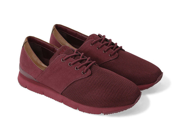 Manaus Mens Burgundy Trainers Canvas duo view