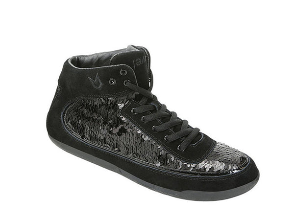 Women Rio Grande High-Top Black Trainers Suede and Sequins 3 quarters view