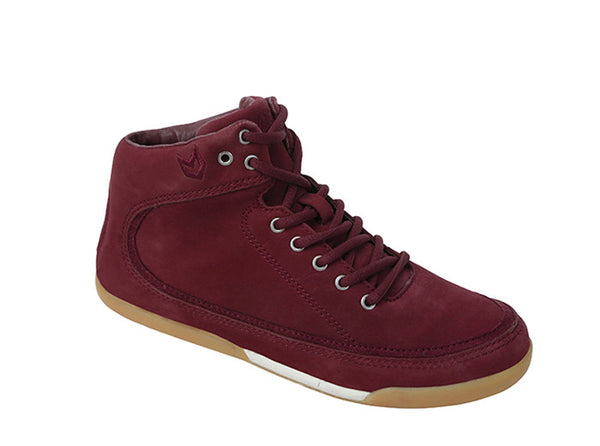 Women Rio Grande High-Top Burgundy Trainers Nubuck 3 quarters view