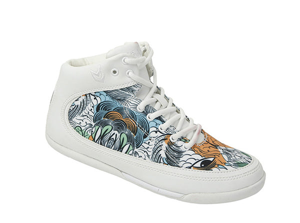 Women Rio Grande High-Top White Trainers Forró Print 3 quarters view