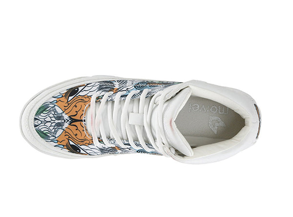 Women Rio Grande High-Top White Trainers Forró Print top view