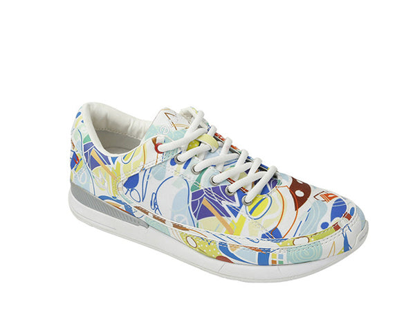 Women São Paulo White Trainers Samba Print 3 quarters view