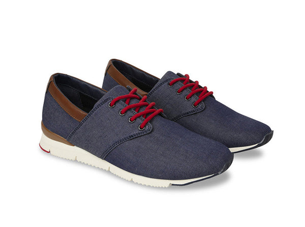 Manaus Womens Navy Trainers Chambray duo view