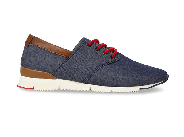 Manaus Womens Navy Trainers Chambray side view