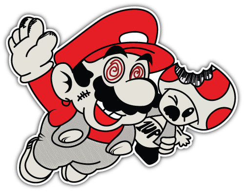 Mario Stoned Flying Mushroom (V1)  - Printed Sticker Decal