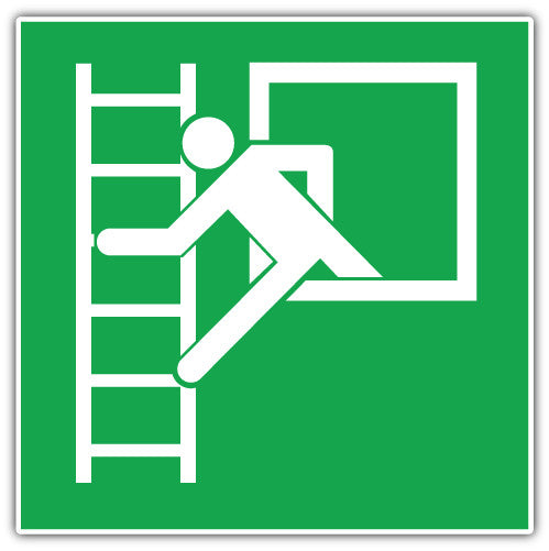 Sign Emergency Escape Ladder (V1)  - Printed Sticker Decal