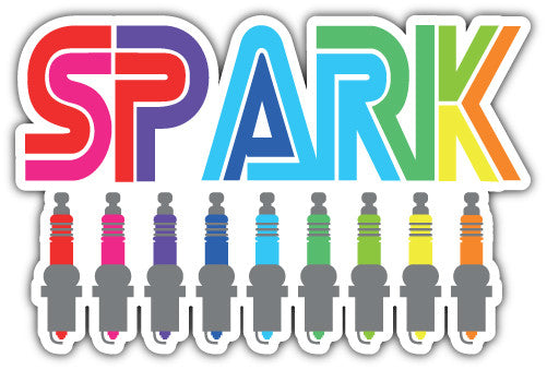 Spark Plug Rainbow (V1)  - Printed Sticker Decal