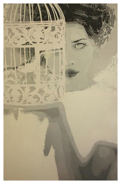 Lady with the cage by Bizzy Stencil Art