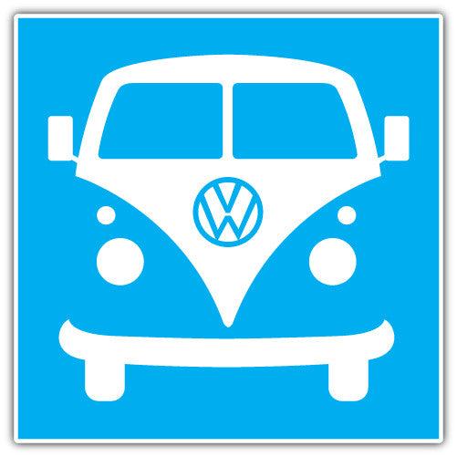 Vw Camper Block Cyan (V1)  - Printed Sticker Decal