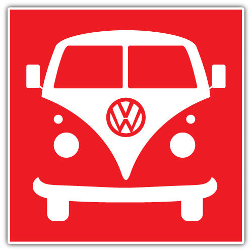 Vw Camper Block Red (V1)  - Printed Sticker Decal