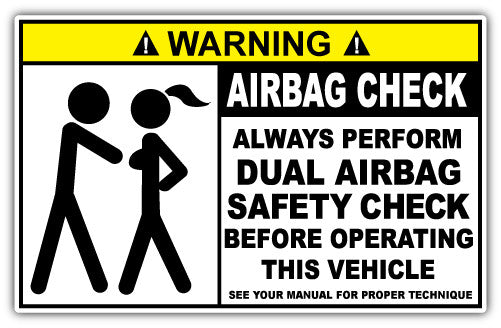 Warning Airbag Check (V1)  - Printed Sticker Decal