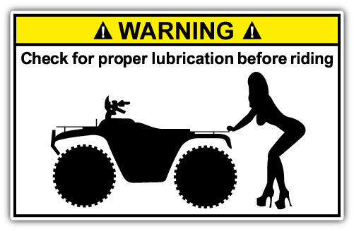 Warning Check For Proper Lubrication Before Riding (V1)  - Printed Sticker Decal