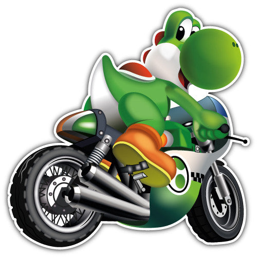 Yoshi On Motorbike (V1)  - Printed Sticker Decal